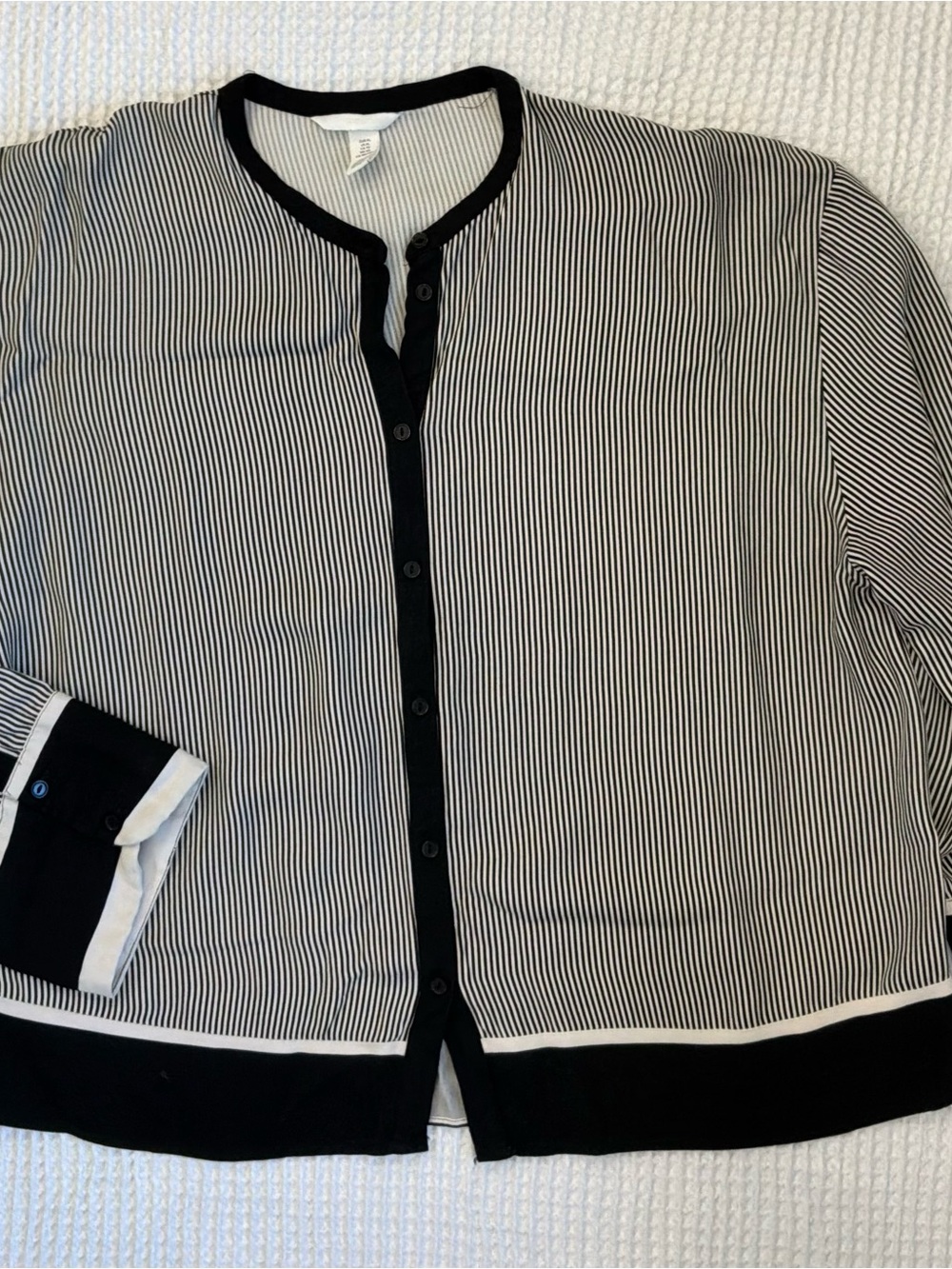 H&M Black & White Striped Button-Up Jacket